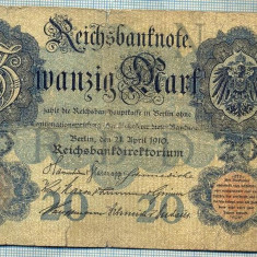 A1712 BANCNOTA-GERMANIA- 20 MARK -21.04.1910-SERIA565546 -starea care se vede