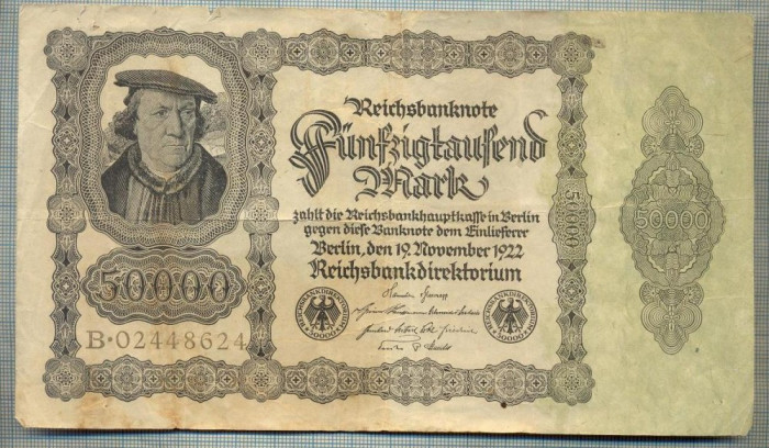 A1706 BANCNOTA-GERMANIA-50000 MARK -19.11.1922-SERIA02448624-starea care se vede