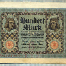 A1717 BANCNOTA-GERMANIA- 100 MARK -1.11.1920-SERIA4161365 -starea care se vede