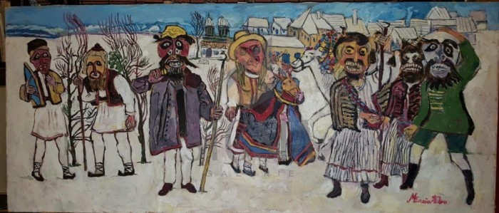 TABLOU, ION MINOIU, OBICEIURI TRADITIONALE DE IARNA, U/P 60 CM X 140 CM foto mare TABLOU, ION MINOIU, OBICEIURI TRADITIONALE DE IARNA, U/P 60 CM X 140 CM foto mare