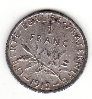 Franta 1 franc 1912 - fals de epoca foto