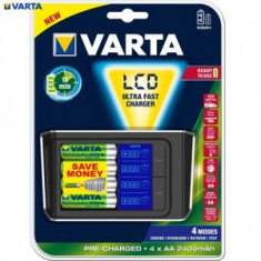 Incarcator de 15 minute Varta Power cu ecran LCD + 4buc. acumulatoare 2400mAh Ready2use + incarcator auto foto