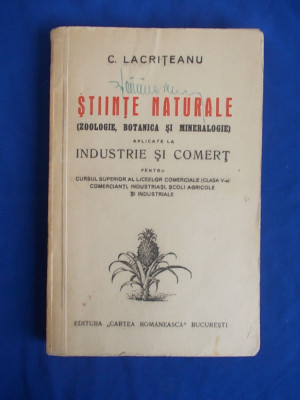 C. LACRITEANU - STIINTE NATURALE (ZOOLOGIE,BOTANICA SI MINERALOGIE) - 1946 foto