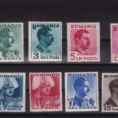 ROMANIA 1940 , LP 140 , CAROL II CULORI SCHIMBATE SERIE MNH