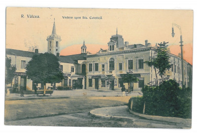 3642 - RM. VALCEA Piata Dorobantilor Catholic Church - old postcard - used 1908 foto