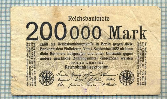 A1819 BANCNOTA-GERMANIA- 200 000 MARK- 9.8.1923-SERIA FARA-starea ce se vede