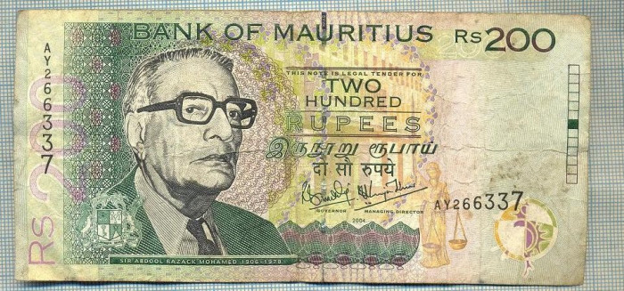 A1834 BANCNOTA-MAURITIUS -200 RUPEES -2004-SERIA266337-starea se vede