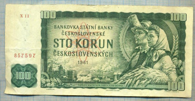 A1825 BANCNOTA-CEHOSLOVACIA- 100 KORUN - 1961-SERIA857597 -starea care se vede foto