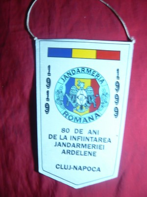 Fanion 80 Ani -Infiintarea Jandarmeriei Ardelene Cluj-Napoca 1919-1999 foto
