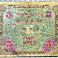 A1814 BANCNOTA-GERMANIA OCUPATA- 5 MARK- 1944-SERIA055668908-starea ce se vede