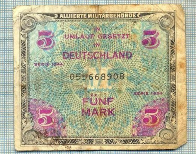 A1814 BANCNOTA-GERMANIA OCUPATA- 5 MARK- 1944-SERIA055668908-starea ce se vede foto