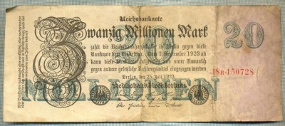 A1801BANCNOTA-GERMANIA-20MILLIONEN MARK 25.7.1923-SERIA150728-starea ce se vede foto