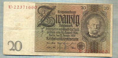 A1725 BANCNOTA-GERMANIA- 20 MARK -22.1.1929-SERIA22371660 -starea care se vede foto