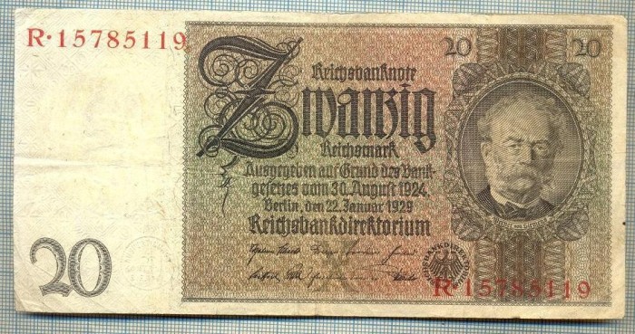 A1726 BANCNOTA-GERMANIA- 20 MARK -22.1.1929-SERIA15785119 -starea care se vede