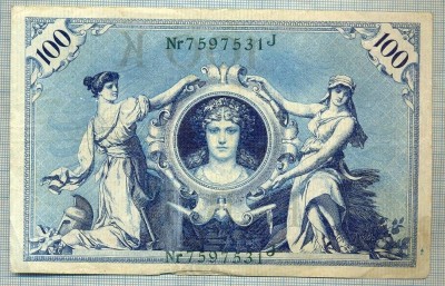 A1744 BANCNOTA-GERMANIA- 100 MARK -7.2.1908-SERIA7597531 -starea care se vede foto