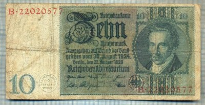 A1738 BANCNOTA-GERMANIA- 10 MARK -22.1.1929-SERIA22020577 -starea care se vede foto