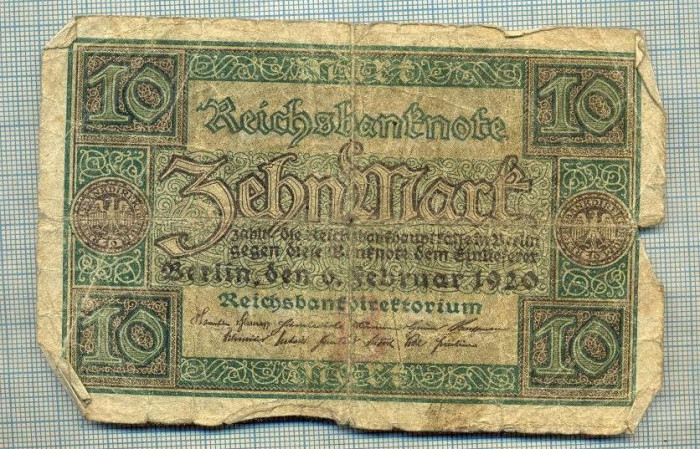 A1803 BANCNOTA-GERMANIA- 10 MARK -6.2.1920-SERIA3347451-starea care se vede