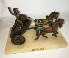 Tasura de cai din bronz cavaler Ahilley&amp;#039;s Grecia pe postament de marmura 22.5cm foto