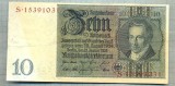 A1737 BANCNOTA-GERMANIA- 10 MARK -22.1.1929-SERIA15391031 -starea care se vede