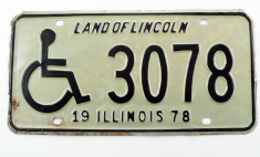 Numar de inmatriculare vechi - Illinois - USA - Pers cu dizabilitati - din 1979 foto