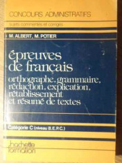 Epreuves De Francais - M. Albert, M. Potier ,386199 foto