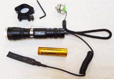 Lanterna arma vanatoare airsoft LED CREE XML-T6 Zoom Li Ion foto