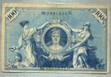 A1743 BANCNOTA-GERMANIA- 100 MARK -7.2.1908-SERIA5981631 -starea care se vede