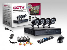 Sistem supraveghere CCTV de interior si exterior cu 4 camere HDMI, DVR, USB foto