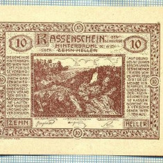 A1918 BANCNOTA NOTGELD- AUSTRIA-10 HELLER - 1920 -SERIA FARA -starea se vede