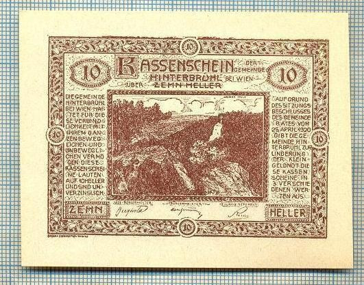 A1928 BANCNOTA NOTGELD- AUSTRIA-10 HELLER -1920-SERIA FARA-starea care se vede