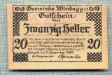 A1903 BANCNOTA NOTGELD- AUSTRIA-20 HELLER - 1920 -SERIA FARA -starea se vede