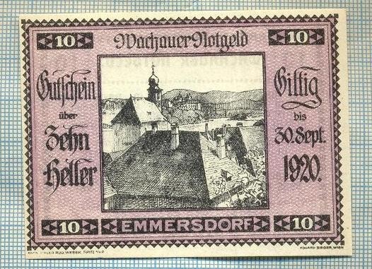 A1937 BANCNOTA NOTGELD- AUSTRIA-10 HELLER -1920-SERIA FARA-starea care se vede