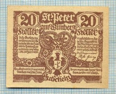 A1931 BANCNOTA NOTGELD- AUSTRIA-20 HELLER -1920-SERIA FARA-starea care se vede foto