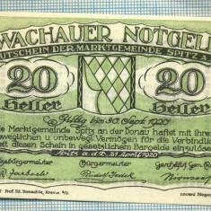 A1896 BANCNOTA NOTGELD- AUSTRIA-20 HELLER - 1920 -SERIA FARA -starea se vede