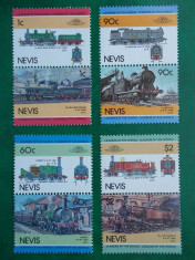 Nevis 1985 locomotive, trenuri - serie nestampilata MNH foto