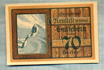 A1983 BANCNOTA NOTGELD- AUSTRIA-70 HELLER -1920-SERIA FARA-starea care se vede foto