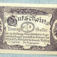 A1989 BANCNOTA NOTGELD- AUSTRIA-20 HELLER -1920-SERIA FARA-starea care se vede