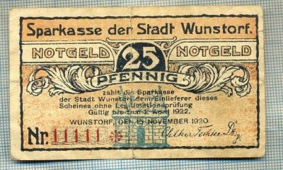 A1851BANCNOTA-NOTGELD-GERMANIA-25 PFENNIG-15.11.1920 -SERIA11111-starea se vede foto