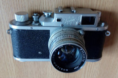 APARAT FOTO VINTAGE ZORKI 3 M ,CU HUSA ORIGINALA DE PIELE -FUNCTIONAL- RAR foto