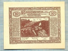 A1923 BANCNOTA NOTGELD- AUSTRIA-10 HELLER -1920-SERIA FARA-starea care se vede