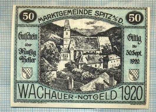 A1891 BANCNOTA NOTGELD- AUSTRIA-50 HELLER - 1920 -SERIA FARA -starea se vede