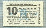 A1974 BANCNOTA NOTGELD- AUSTRIA-10 HELLER -1919-SERIA FARA-starea care se vede