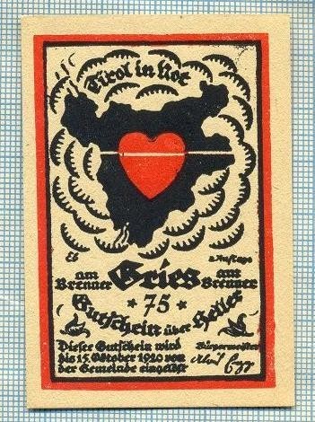 A1964 BANCNOTA NOTGELD- AUSTRIA-75 HELLER -1920-SERIA FARA-starea care se vede