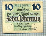 A1881 BANCNOTA NOTGELD- GERMANIA-10 PFENNIG- 1920 -SERIA919681-starea se vede