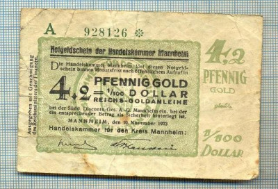 A1866 BANCNOTA NOTGELD-GERMANIA-4,2 PFENNIG GOLD-10.11.1923-SERIA-starea se vede foto