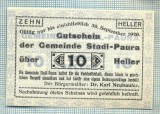 A1930 BANCNOTA NOTGELD- AUSTRIA-10 HELLER -1920-SERIA FARA-starea care se vede