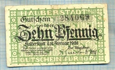 A1883 BANCNOTA NOTGELD- GERMANIA-10 PFENNIG- 1920 -SERIA 284069 -starea se vede foto