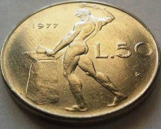 Moneda 50 Lire - ITALIA, anul 1977 *cod 1348 a.UNC foto