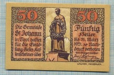A1973 BANCNOTA NOTGELD- AUSTRIA-50 HELLER -1921-SERIA FARA-starea care se vede