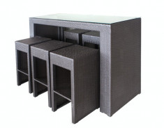 Set mobilier terasa, bar 7 piese din ratan cu cadru aluminiu MN0195233 coloare cafea Raki foto